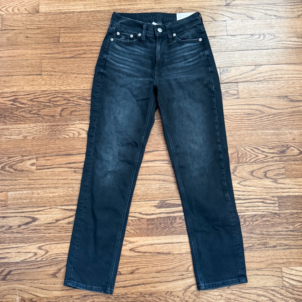 American Eagle Stretch Super High-Waisted Ankle Straight Jean
